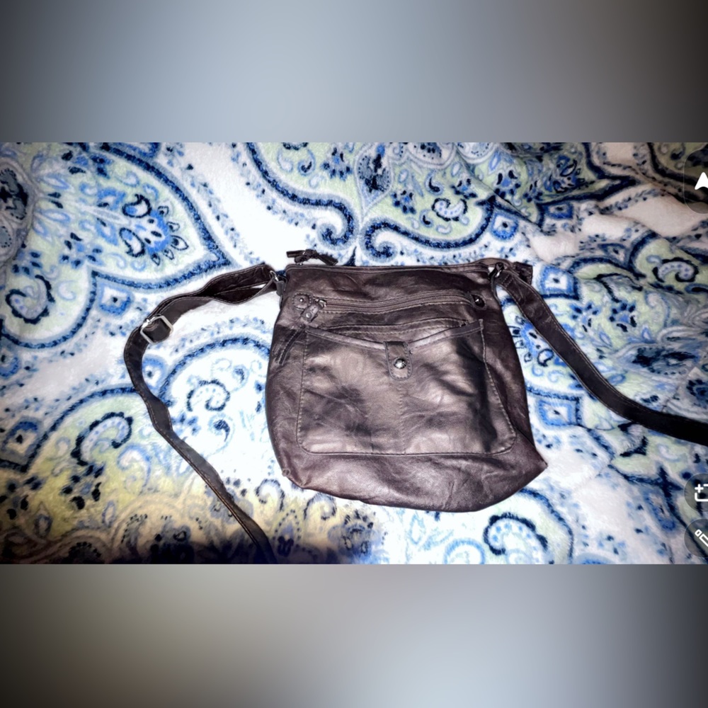 Gray cross body purse